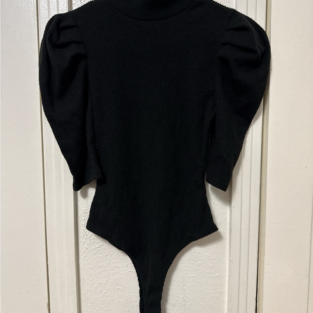 Black Puff Sleeve Bodysuit